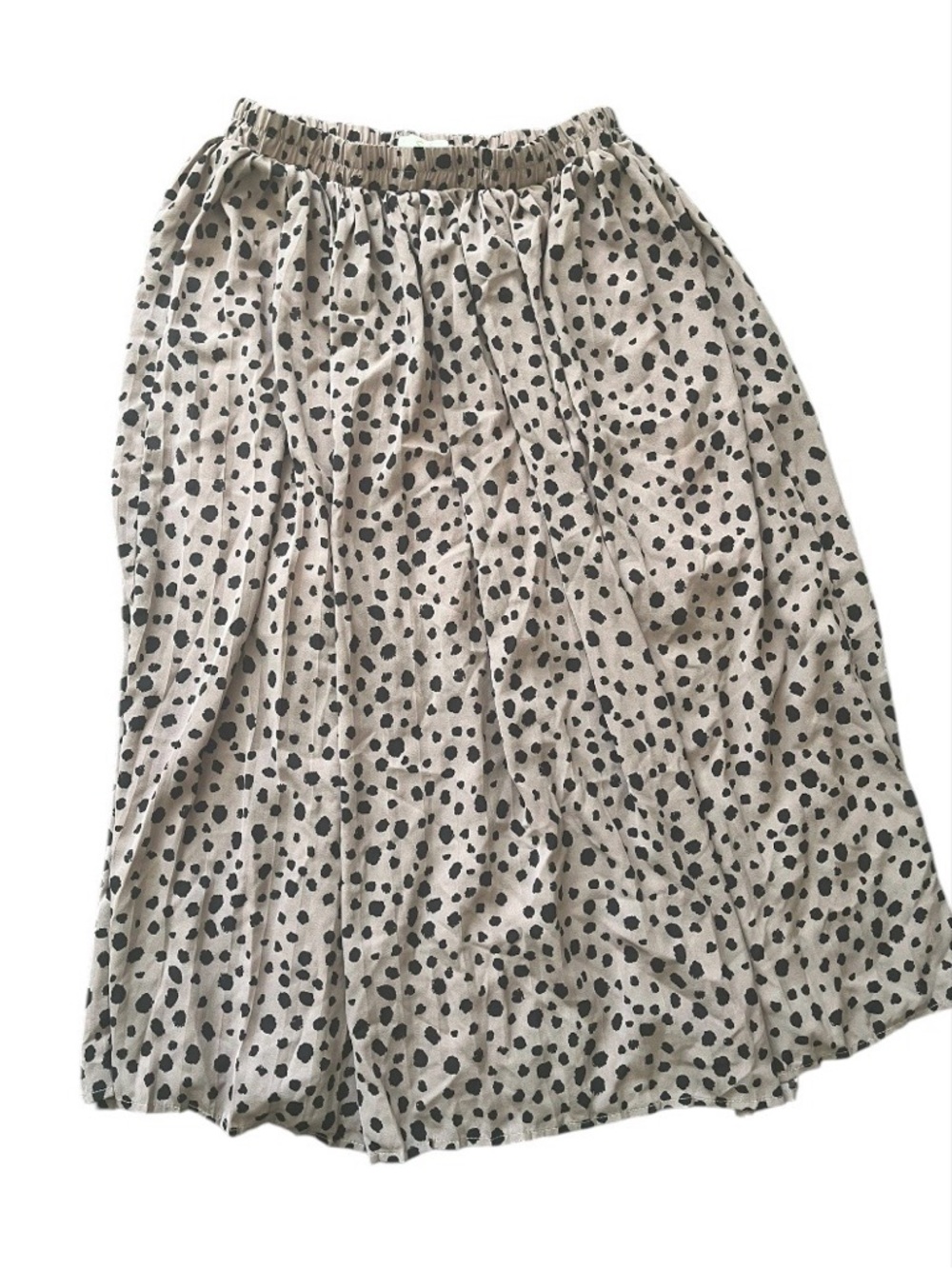 Neutral Polka Dot Maxi Skirt with Elastic Waist